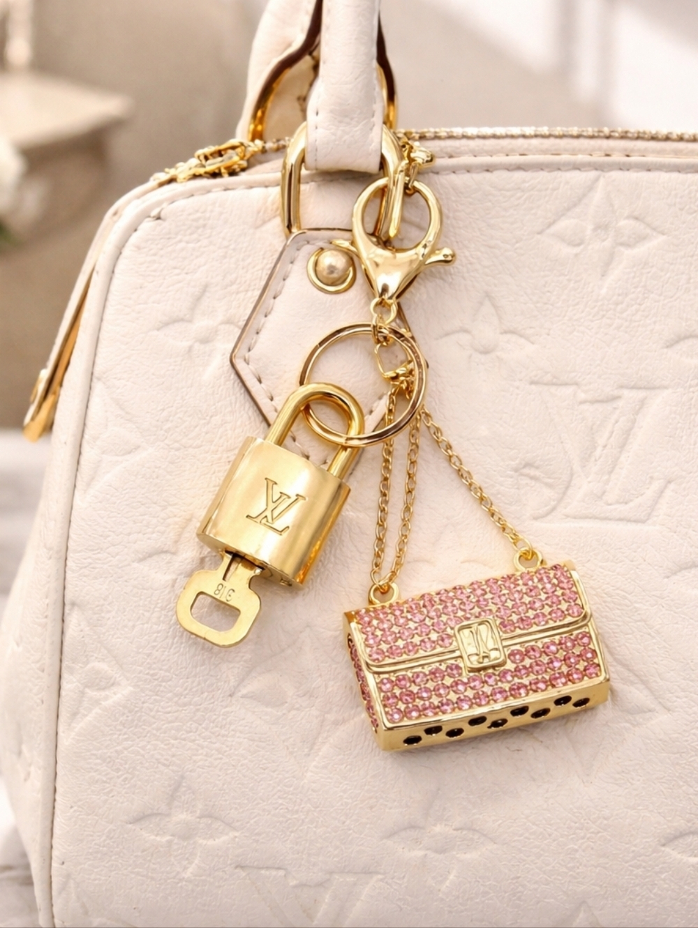 Louis Vuitton Gold Padlock 🔑 Authentic LV Unbranded Keychain Bag Charm